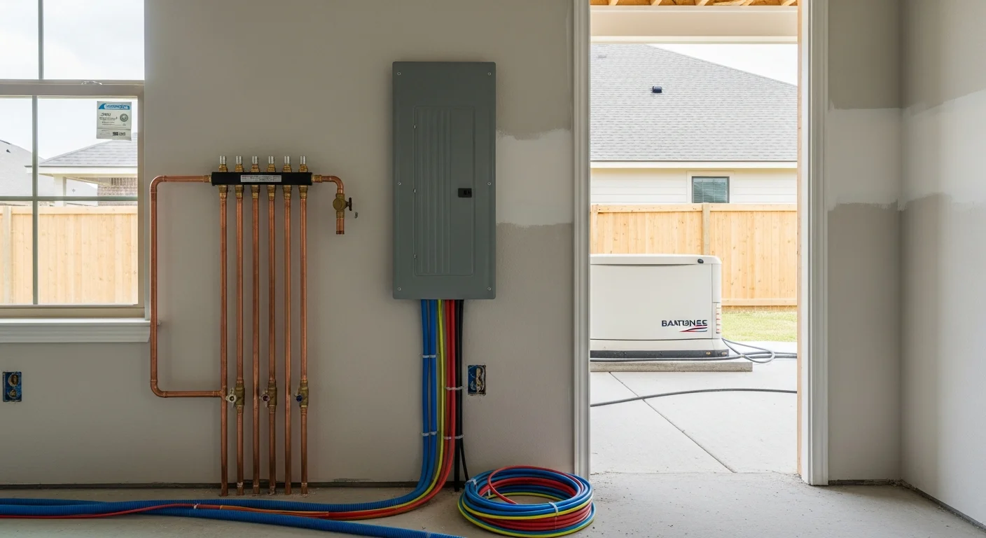 Electrical and plumbing work in residential home