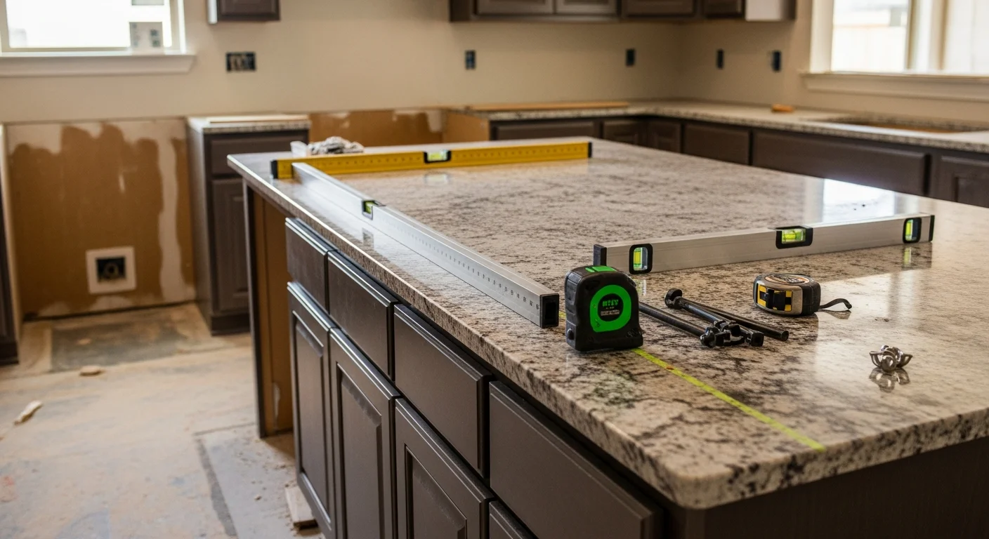 Remodeled kitchen interior in a Spring, TX single-family home featuring new cabinetry, updated countertops, and recessed lighting. The space shows an open layout with modern finishes completed by Solid Ground Construction & Remodeling LLC.